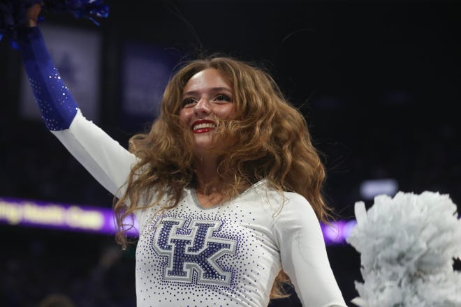 Kentucky's dance squad entertains the crowd during the first half of an NCAA basketball game at Rupp Arena in Lexington, Ky., Wednesday, Mar. 6, 2024