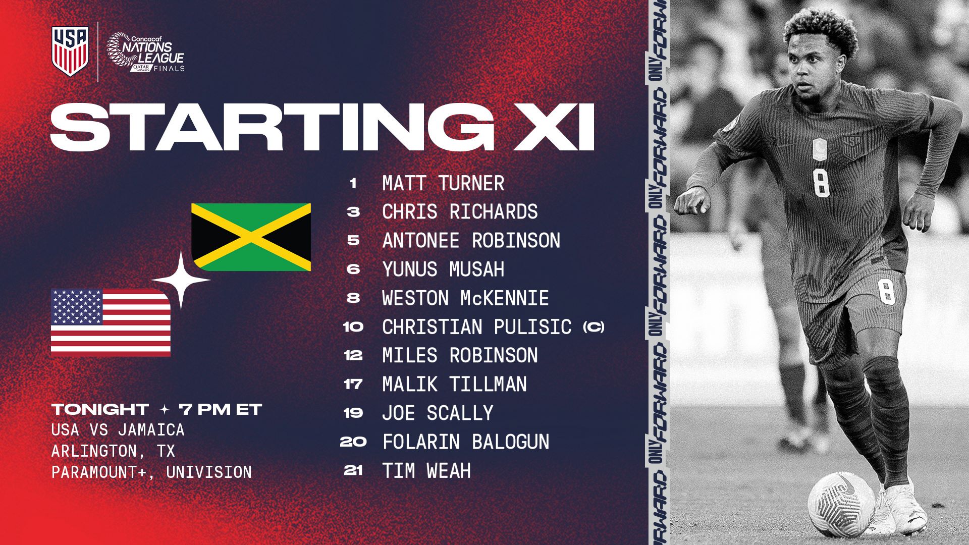 USMNT vs. Jamaica: Starting XI & Lineup Notes | Concacaf Nations League Semifinal