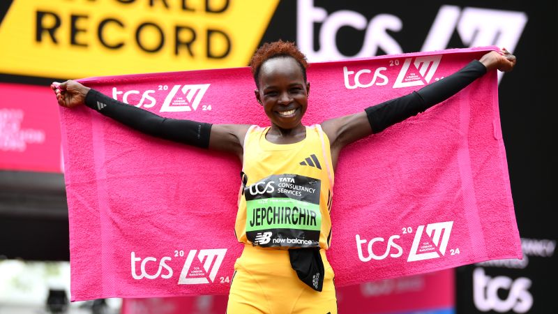 London Marathon 2024: Peres Jepchirchir wins London Marathon women’s elite race and breaks women’s-only world record