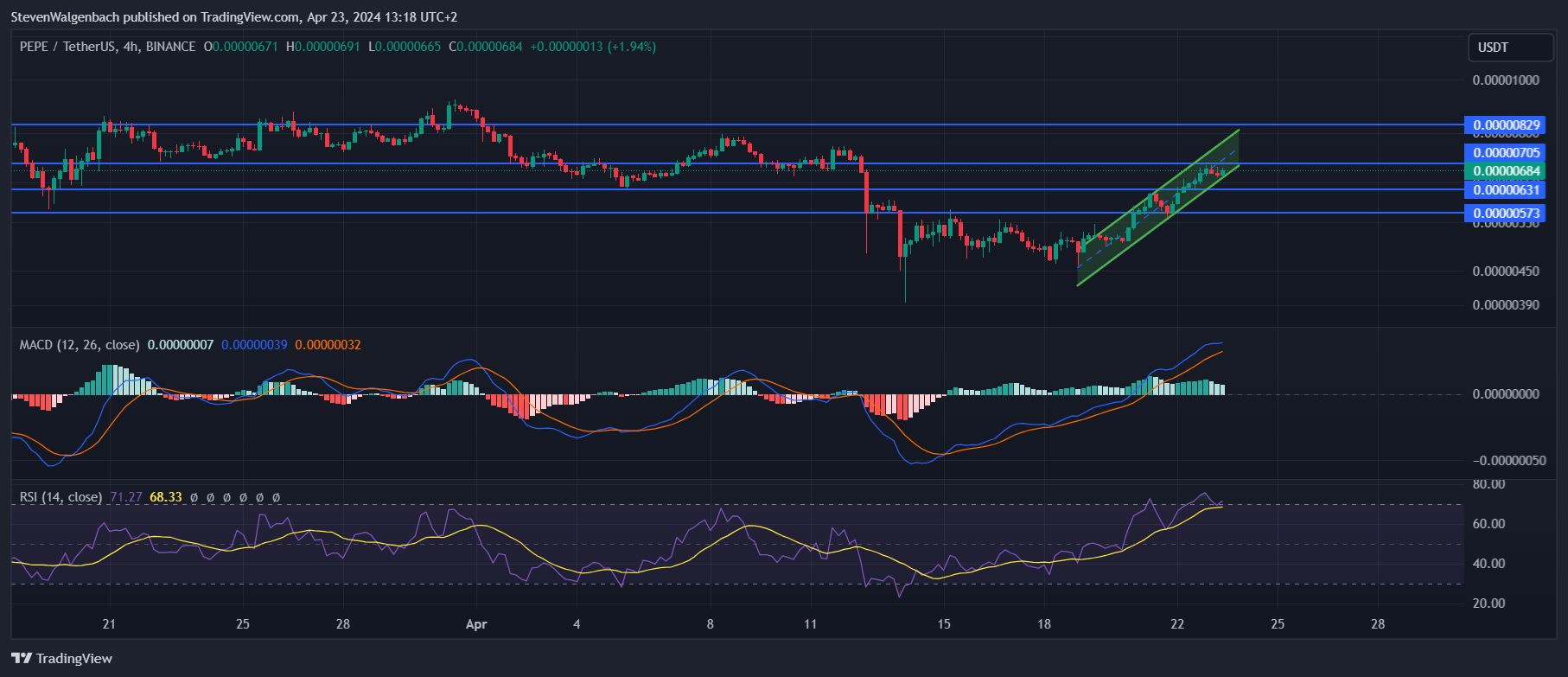 BINANCE:PEPEUSDT Chart Image by StevenWalgenbach