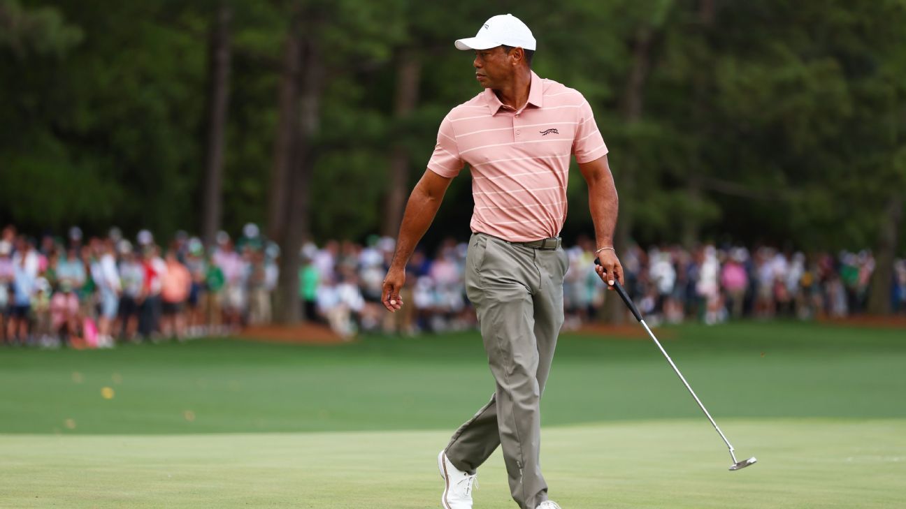 Tiger Woods 1 under at Masters but faces 23-hole test Friday