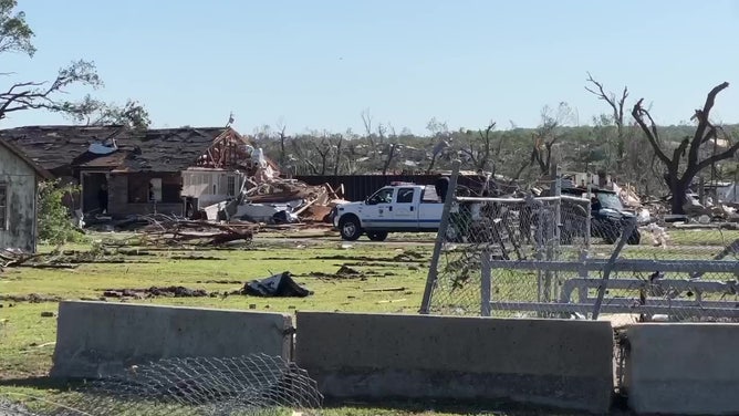 Tornado damage in Barnsdall, Oklahoma