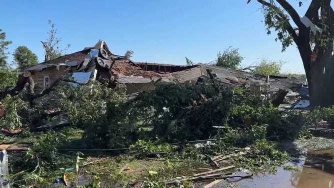 Tornado damage in Barnsdall, Oklahoma