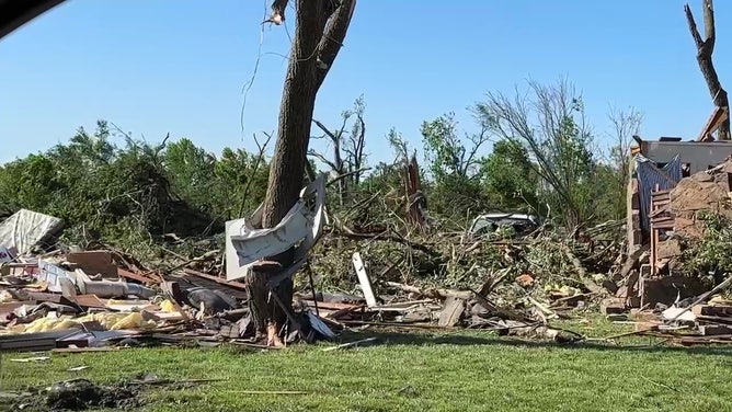 Tornado damage in Barnsdall, Oklahoma