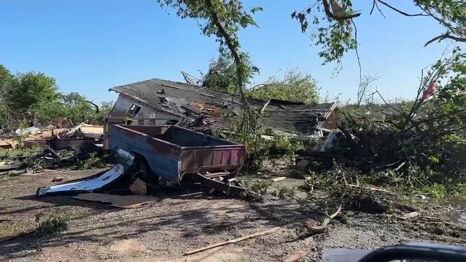 Tornado damage in Barnsdall, Oklahoma