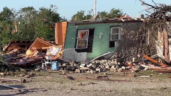 Tornado damage in Barnsdall, Oklahoma