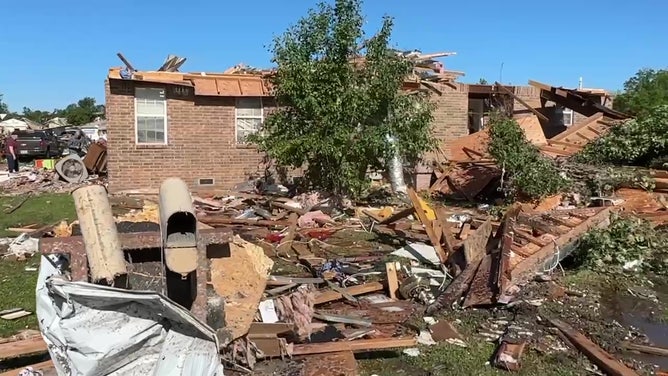 Tornado damage in Barnsdall, Oklahoma