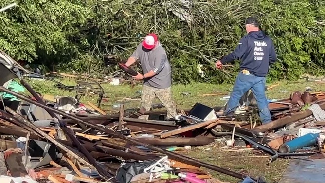 Tornado damage in Barnsdall, Oklahoma