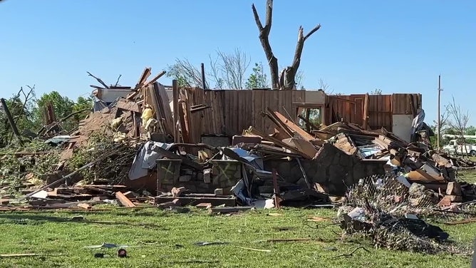 Tornado damage in Barnsdall, Oklahoma