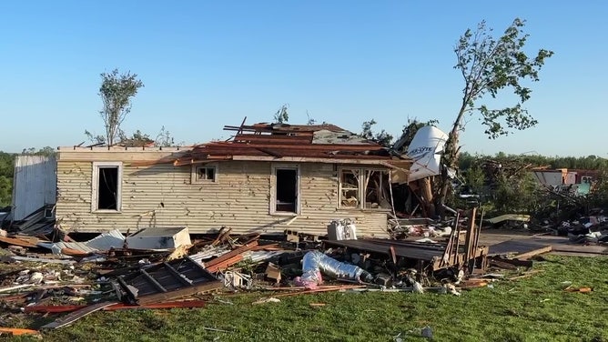 Tornado damage in Barnsdall, Oklahoma