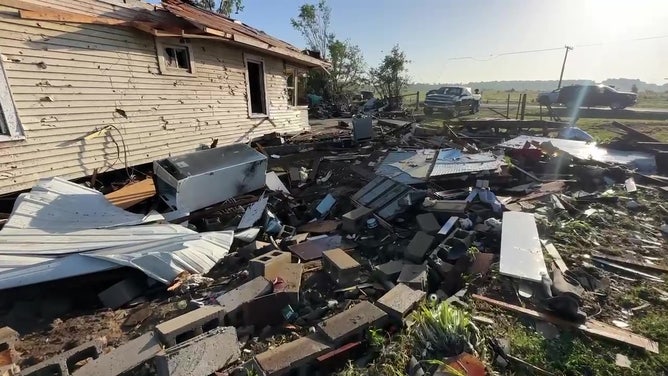 Tornado damage in Barnsdall, Oklahoma