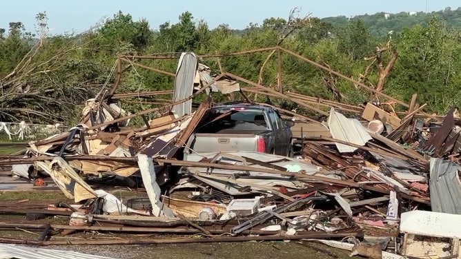 Tornado damage in Barnsdall, Oklahoma