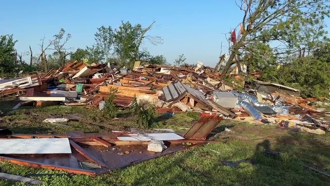 Tornado damage in Barnsdall, Oklahoma