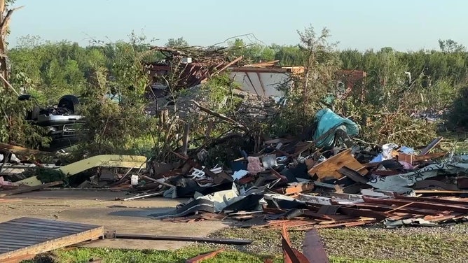 Tornado damage in Barnsdall, Oklahoma