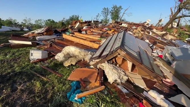 Tornado damage in Barnsdall, Oklahoma