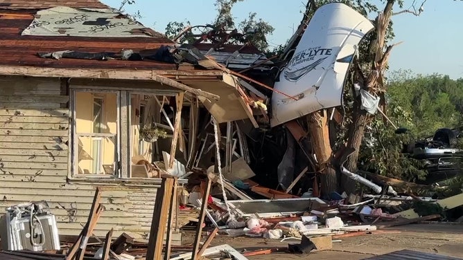 Tornado damage in Barnsdall, Oklahoma