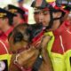 5 firefighter dogs who rescued people from natural disasters are honored in Ecuador as they retire