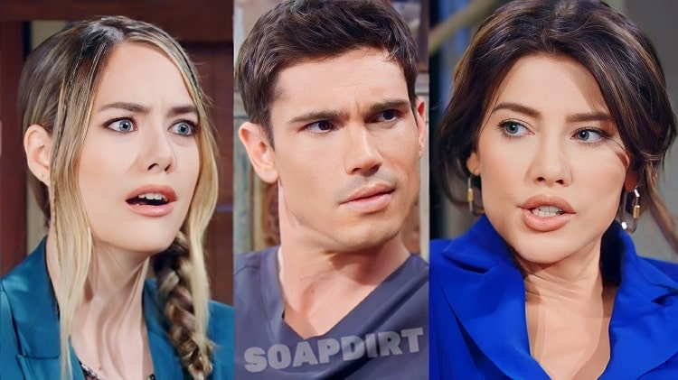 Bold and the Beautiful Spoilers: Steffy Forrester (Jacqueline MacInnes Wood) - John Finn Finnegan (Tanner Novlan) - Hope Logan (Annika Noelle)