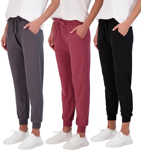 Real Essentials Women’s Lounge Jogger Yoga Pant Set of 3