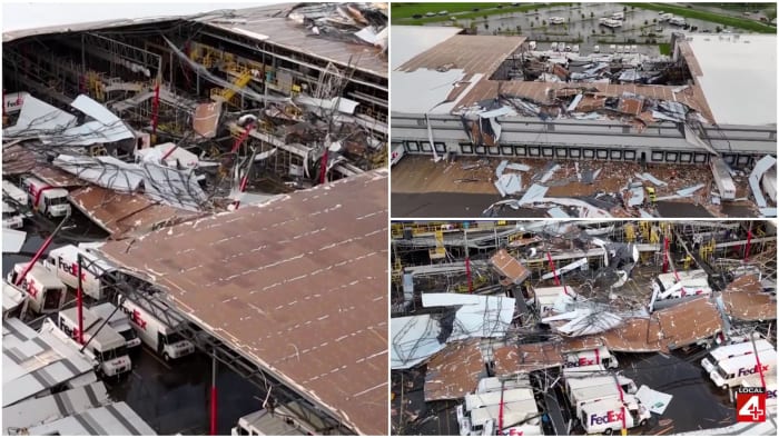 Officials say at least 1 tornado hit Michigan city, causing major damage