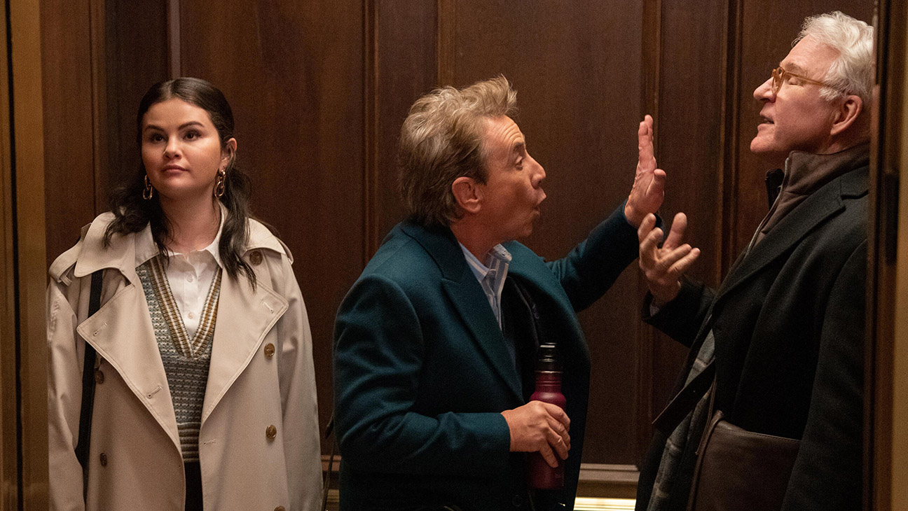 Only Murders in the Building: Mabel (Selena Gomez), Oliver (Martin Short) and Charles (Steve Martin), shown.