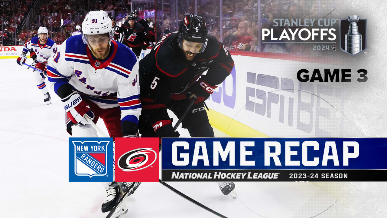 Rangers win Game 3 in OT, push Hurricanes to brink