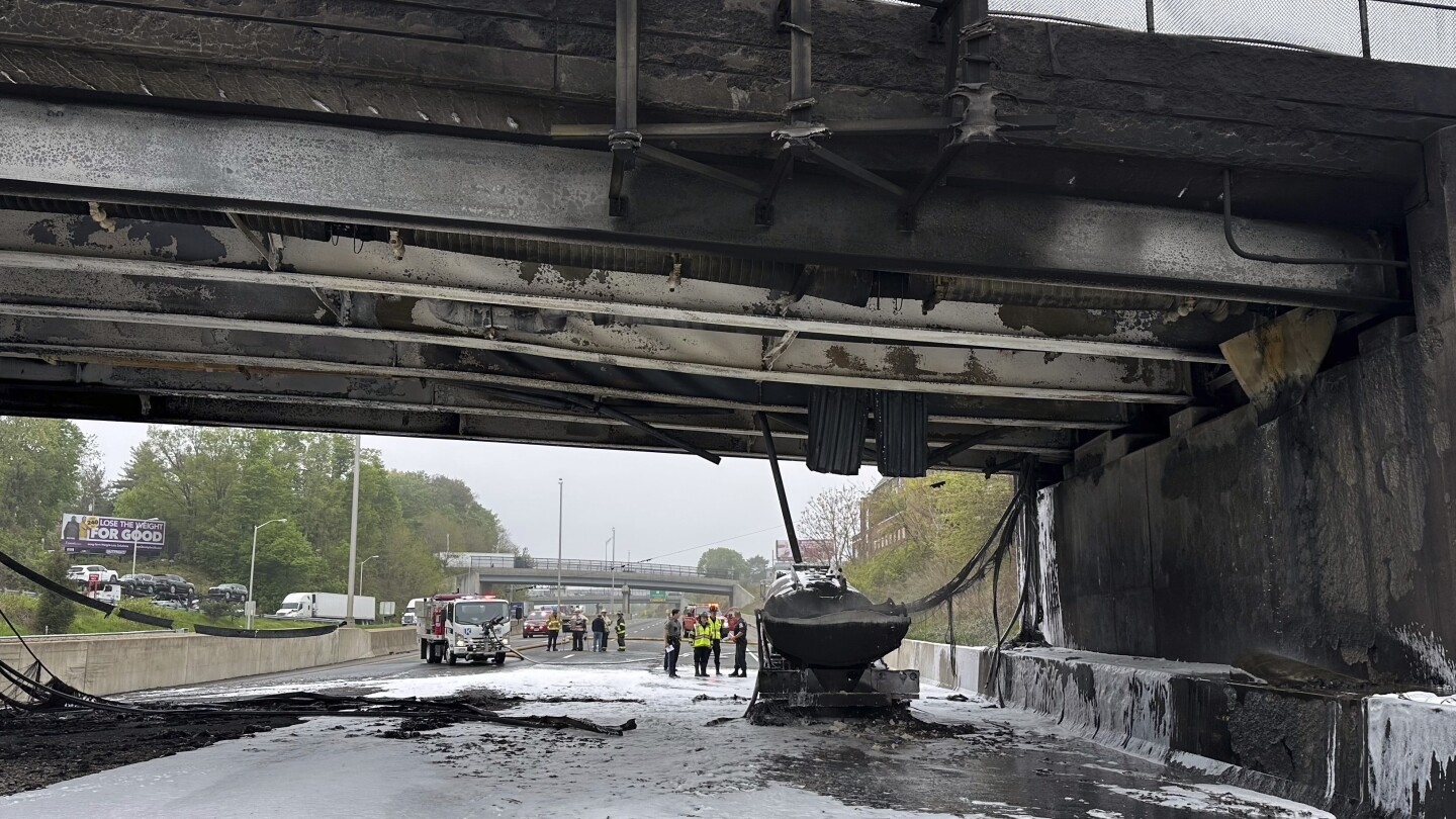 Traffic snarled as workers begin removing I-95 overpass scorched in Connecticut fuel truck inferno