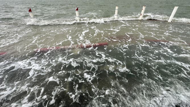 Storm surge flooding is seen in Corpus Christi, Texas, during Tropical Storm Alberto on June 19, 2024.