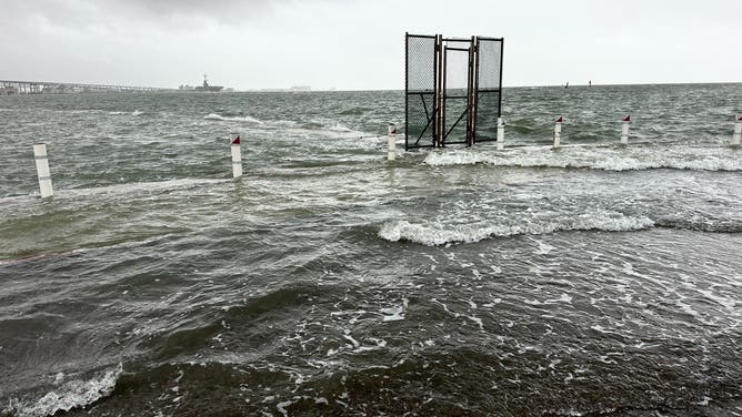 Storm surge flooding is seen in Corpus Christi, Texas, during Tropical Storm Alberto on June 19, 2024.