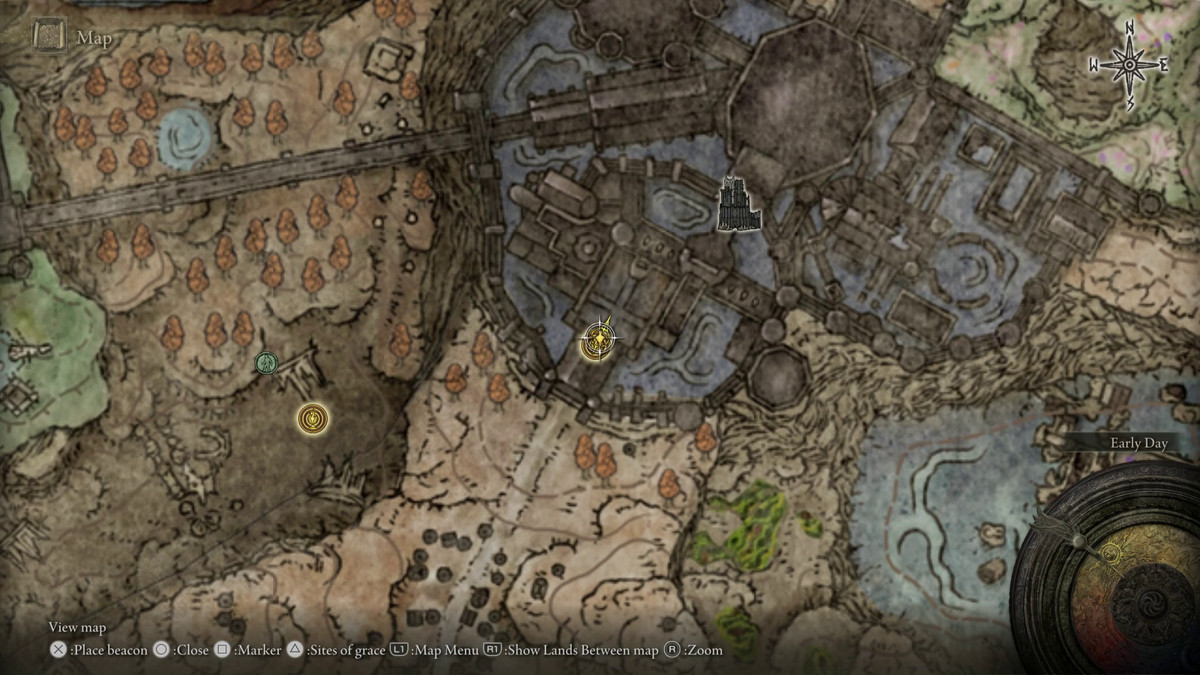 A map showing the location of a boss in Elden Ring: Shadow of the Erdtree