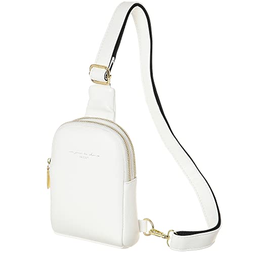 INICAT Small Crossbody Sling Bags for Women Vegan Leather Cell Phone Purse Fanny Packs for Women Men (White)