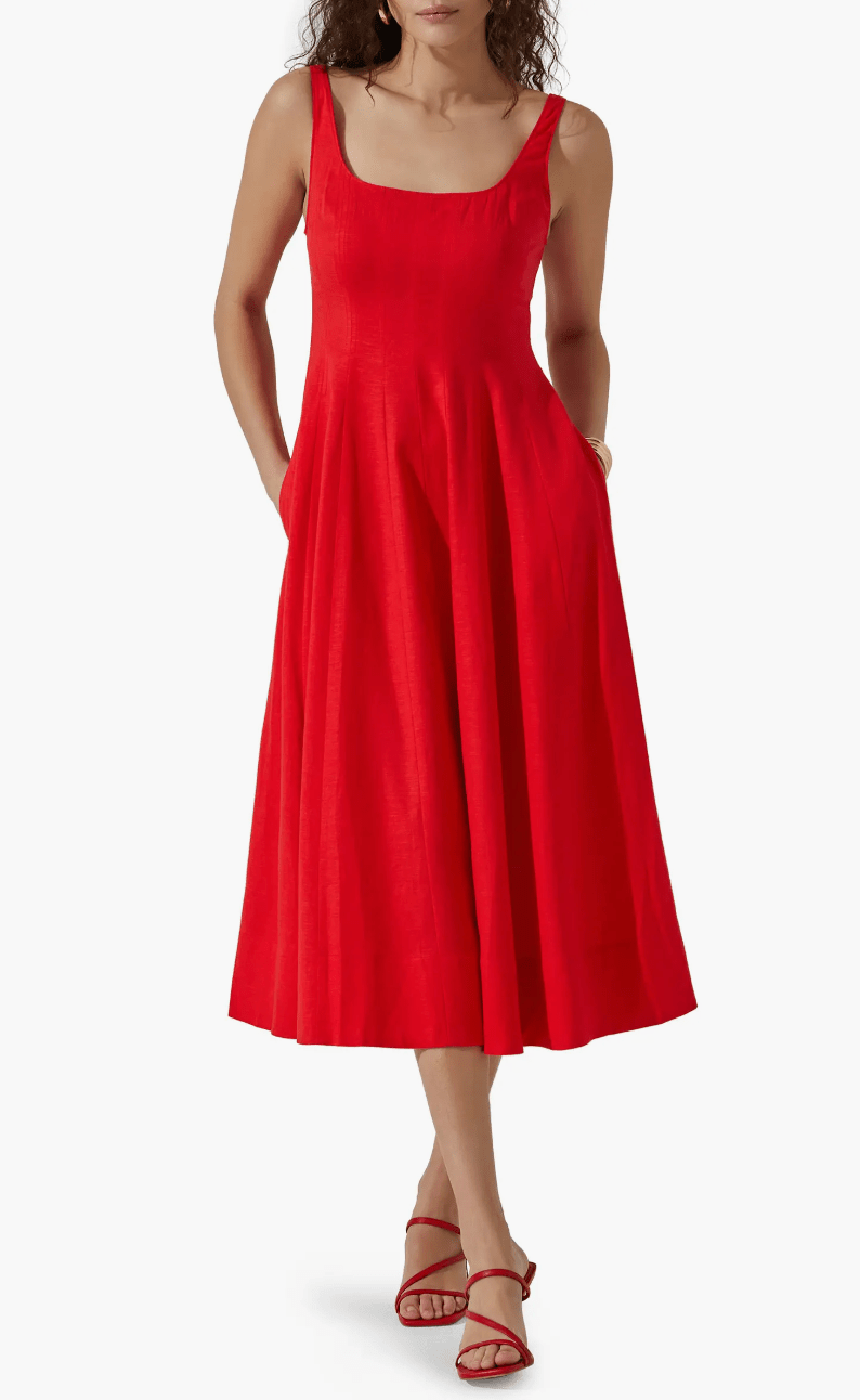 ASTR the Label Square Neck Midi Dress