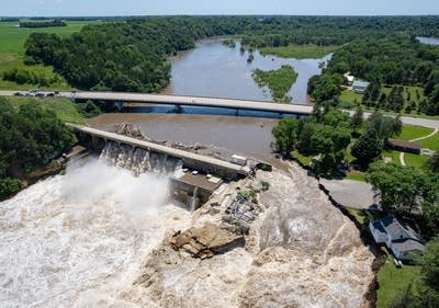 Water flows in a river