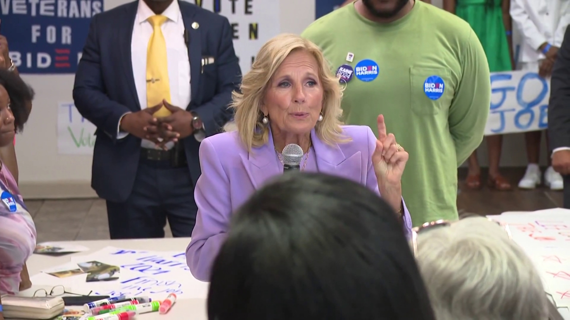 Dr. Jill Biden rallies president's supporters in Va. Beach