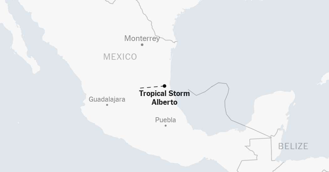 Map: Tracking Tropical Storm Alberto