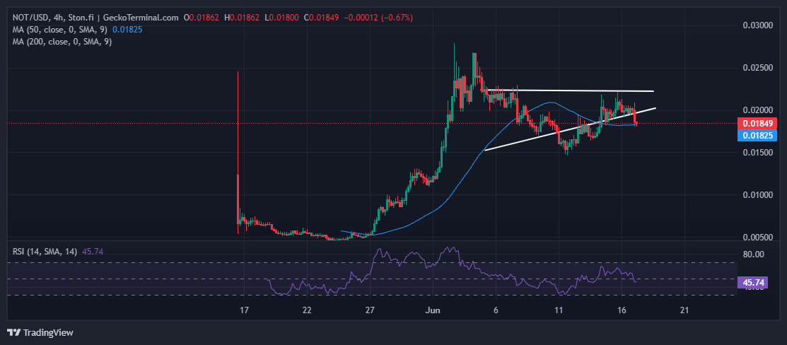 Notcoin Price Chart Analysis Source: GeckoTerminal.com