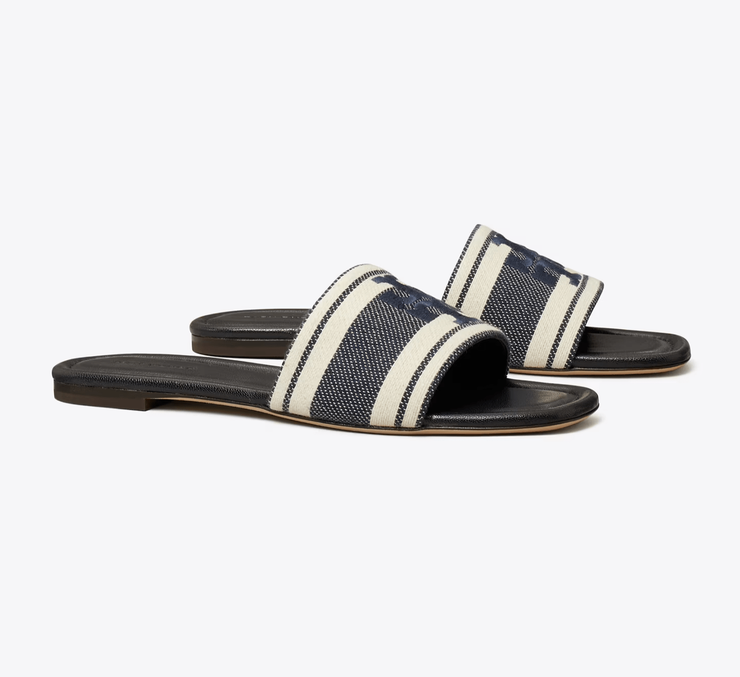 Tory Burch Double T Jaquard Slides