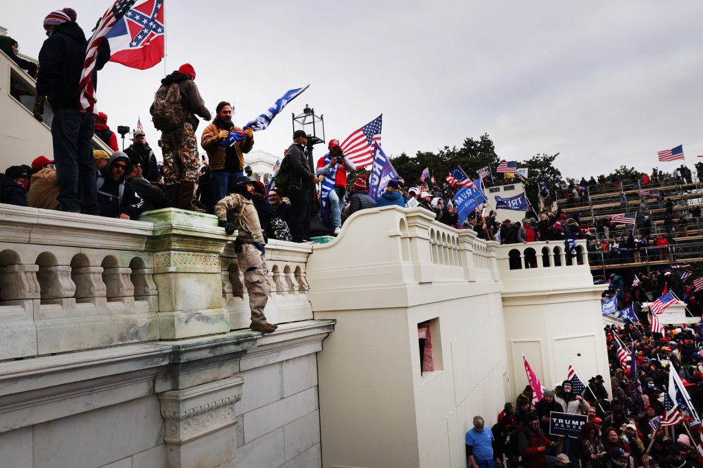 Thousands of former President Donald Trump’s supporters storm the U.S. Capitol building following a “Stop the Steal” rally on Jan. 6, 2021 in Washington, D.C. (Spencer Platt/Getty Images)