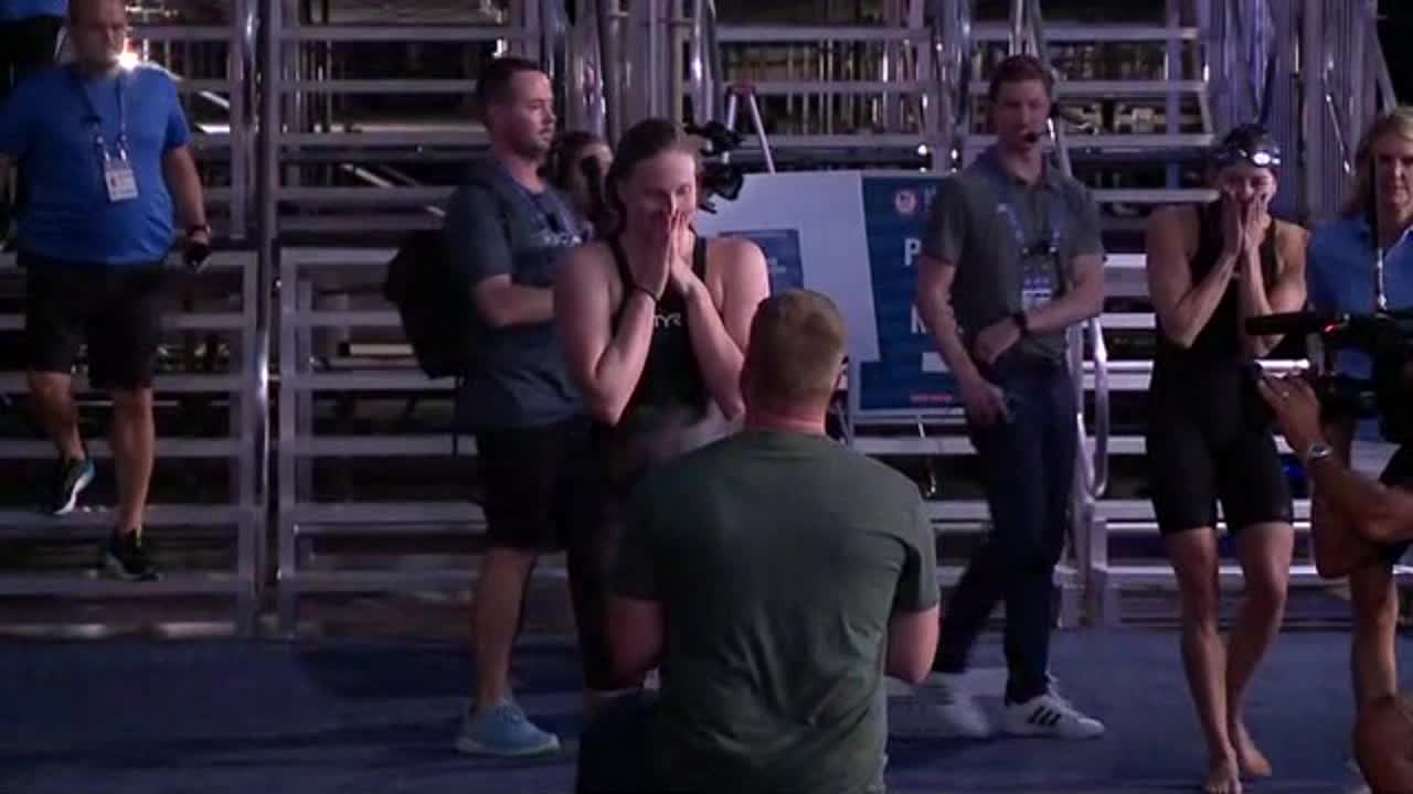 ‘Yes, yes’: Lilly King gets engaged during swim trials