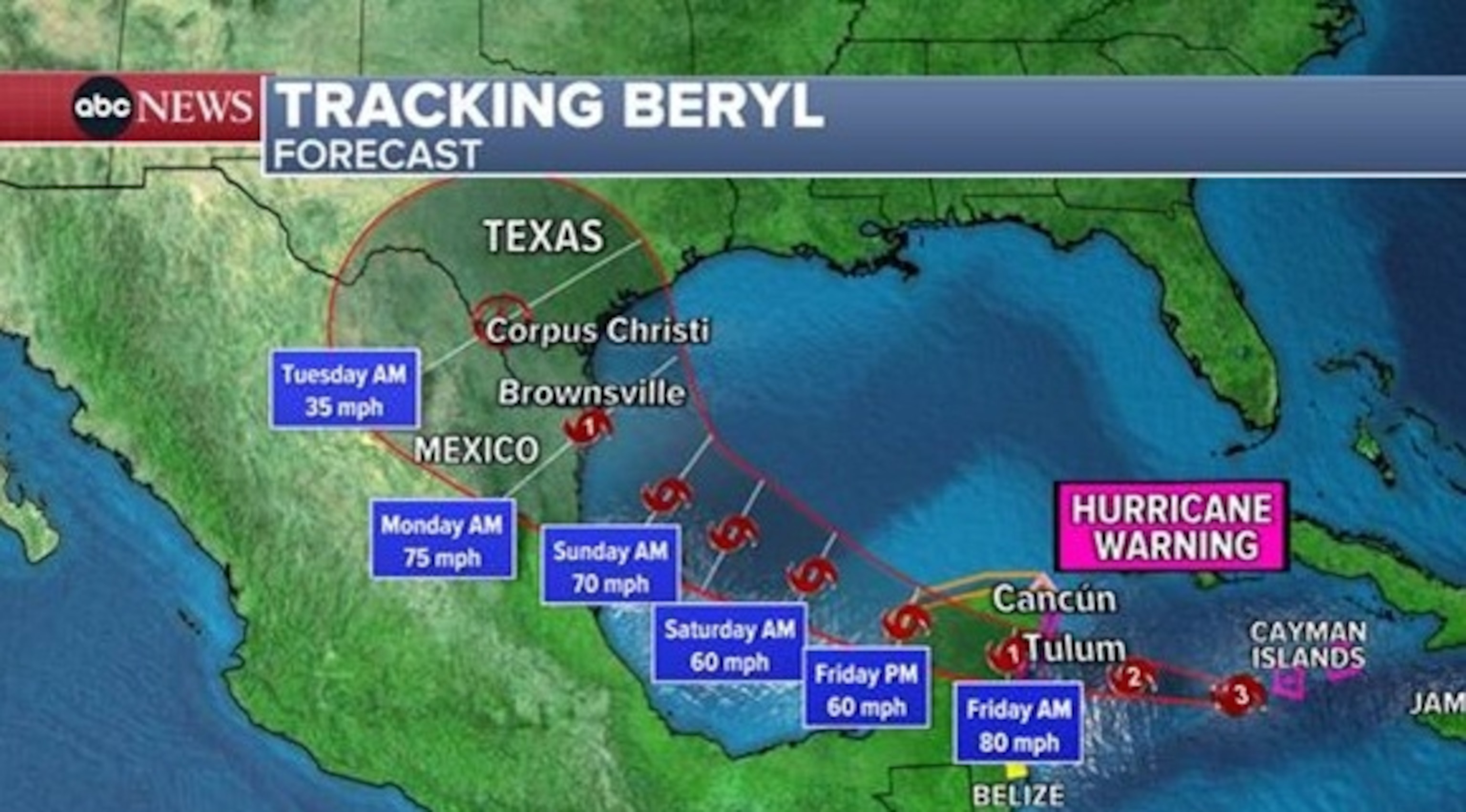 PHOTO: tracking Beryl map