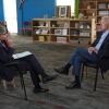 In this handout photo provided by ABC, President Biden speaks with George Stephanopoulos on July 5 in Madison, Wis.