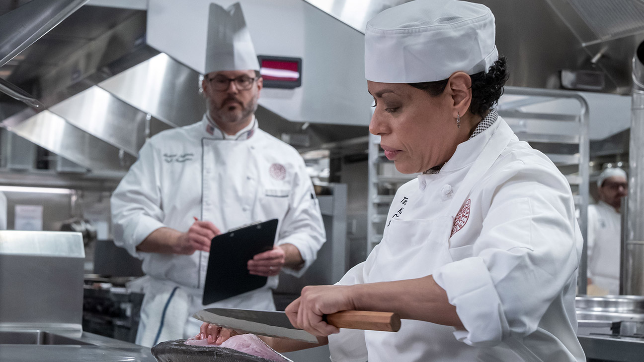 The Bear (l-r) Michael Salsinski as Instructor, Liza Colon-Zayas as Tina.