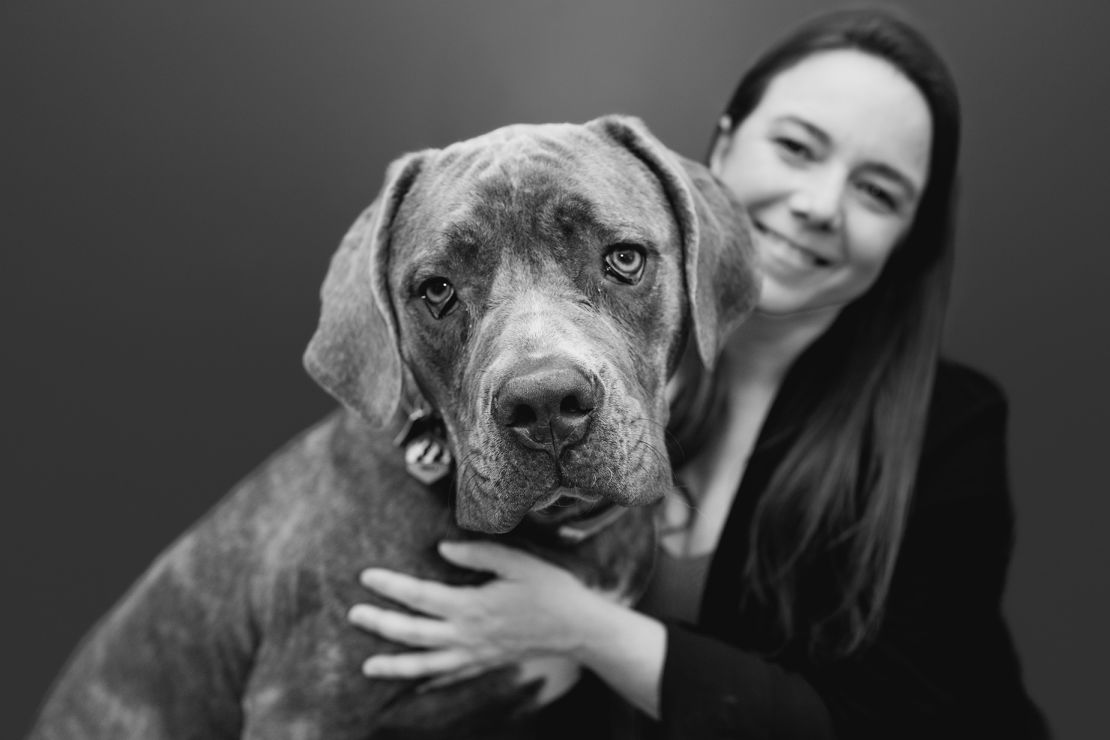 Denali, seen here with his owner veterinarian Dr. Dana Varble, is now fully healed from his eye surgery.