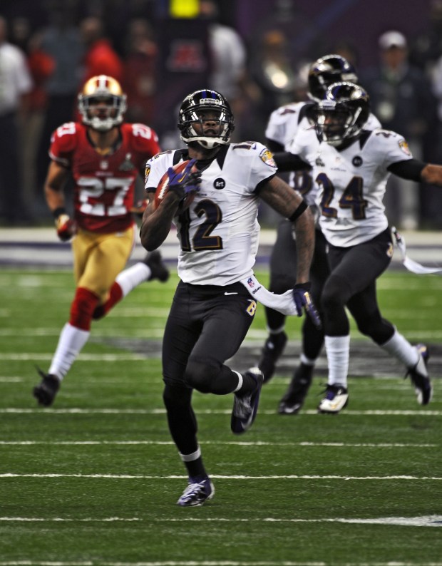 New Orleans, LA-- 2/3/13 -- Baltimore RavensÕ Jacoby Jones (#12)...