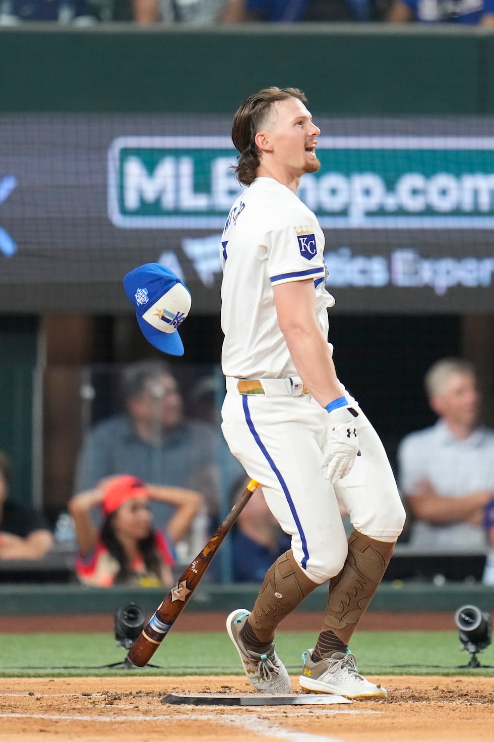 American League's Bobby Witt Jr., of the Kansas City Royals, swings during the MLB baseball...