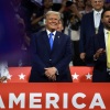 Republican presidential candidate Donald Trump and vice presidential candidate J.D. Vance at the Republican National Convention in Milwaukee on Tuesday.