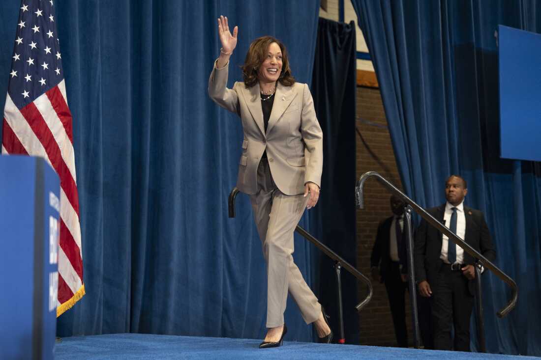 Vice President Harris arrives to speak during a campaign event at Westover High School in Fayetteville, N.C., on July 18, 2024. (Photo by Allison Joyce / AFP) (Photo by ALLISON JOYCE/AFP via Getty Images)