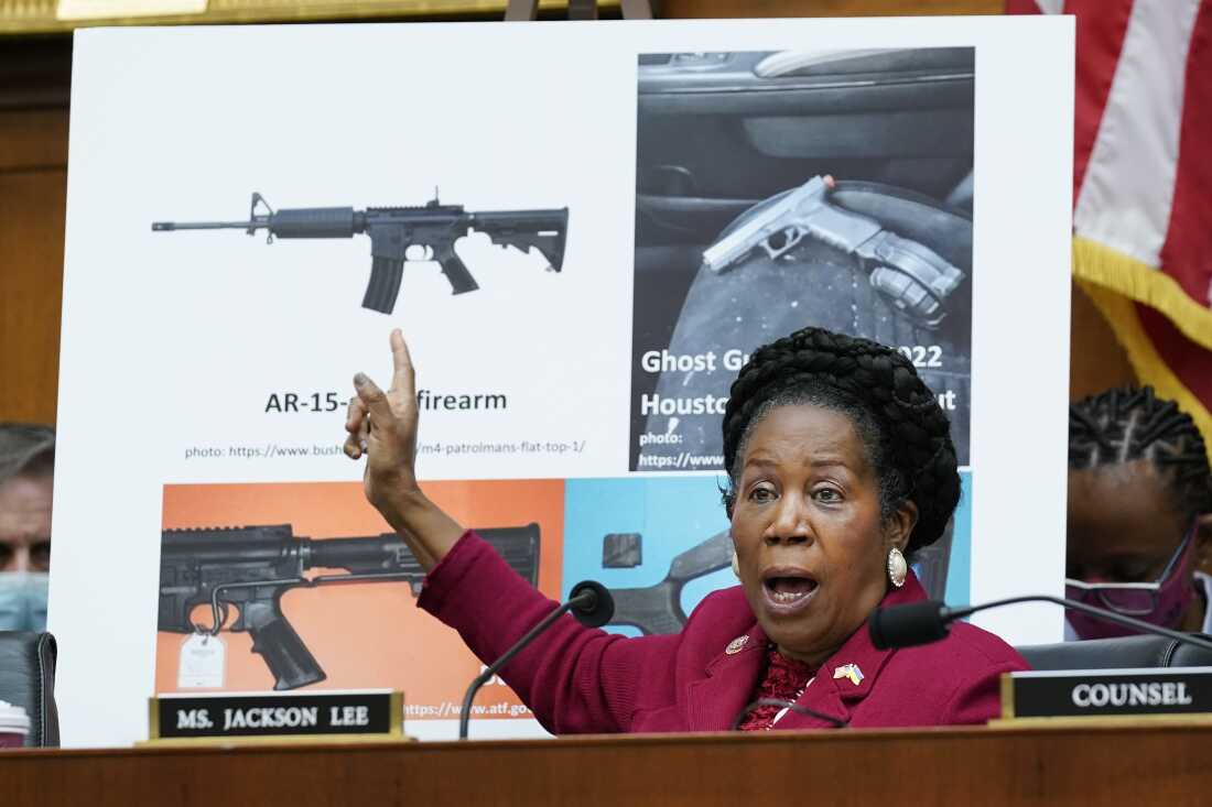 FILE - Rep. Sheila Jackson Lee, D-Texas, speaks in support of Democratic gun control measures, called the Protecting Our Kids Act, in response to mass shootings in Texas and New York, at the Capitol in Washington, June 2, 2022. Longtime U.S. Rep. Sheila Jackson Lee, who helped lead federal efforts to protect women from domestic violence and recognize Juneteenth as a national holiday, has died Friday, July 19, 2024, after battling pancreatic cancer, according to her chief of staff. (AP Photo/J. Scott Applewhite, File)