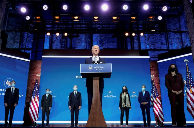 Biden gives his first speech as president-elect, addressing supporters at a drive-in event in Wilmington, Delaware. 