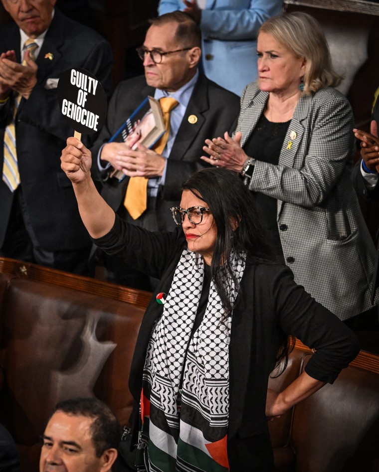 Image: Rep. Rashida Tlaib, D-Mich., protests 